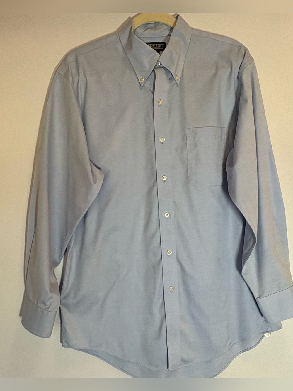 Lands' End Men's Light Blue Gray Dress Shirt size Regular 15.5 & 32